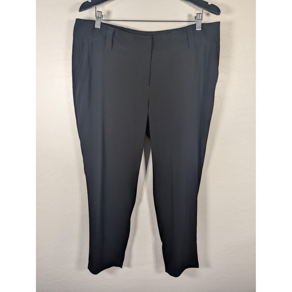 Eileen Fisher Pants Womens Large Black Crepe Pull On Tapered Ankle Work Stretch